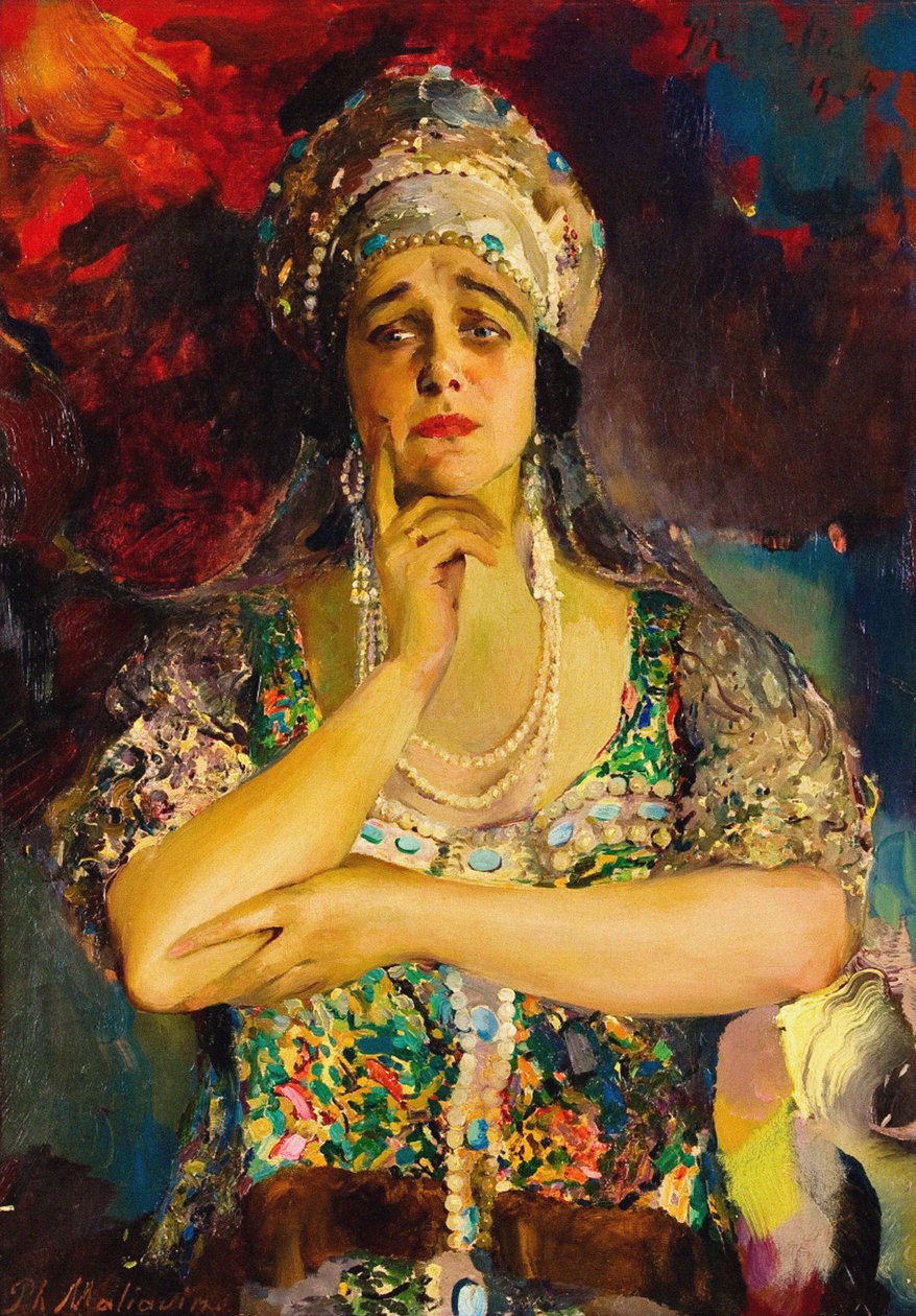 Portret van de zangeres Nadezhda Plevitskaya, 1924 door Filipp Andreevic Maljavin