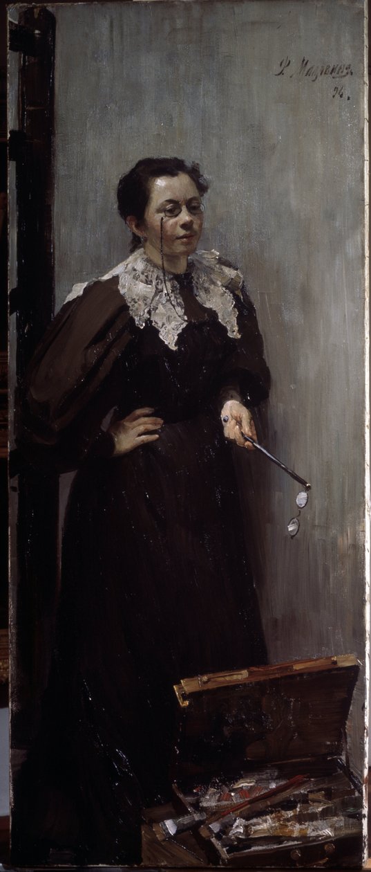 Portret van de kunstenaar Anna Ostroumova Lebedeva door Filipp Andreevich Maliavin