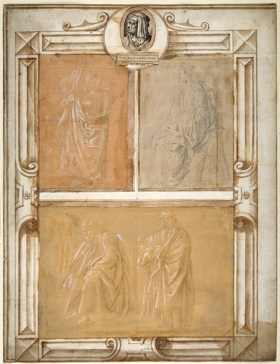 Studies van gedrapeerde figuren door Filippino (follower of) Lippi