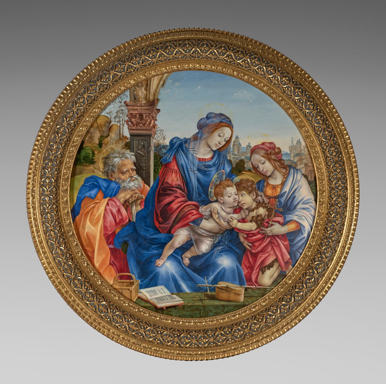 De Heilige Familie met Sint-Jan de Doper en Sint-Margaretha door Filippino Lippi