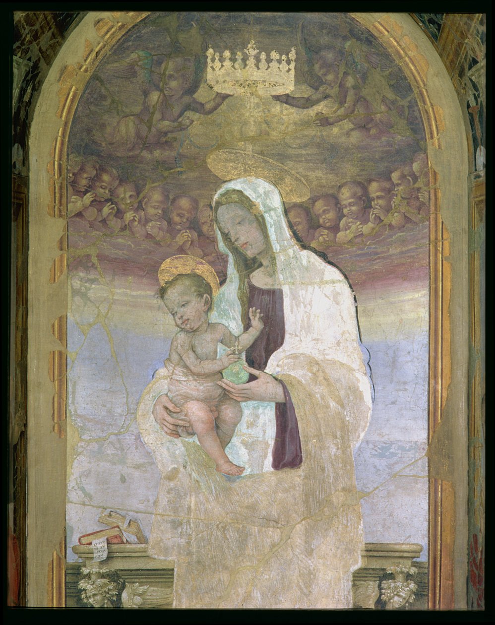 De Madonna en Kind, een detail van het tabernakel van de Canto al Mercatale, 1498 door Filippino Lippi