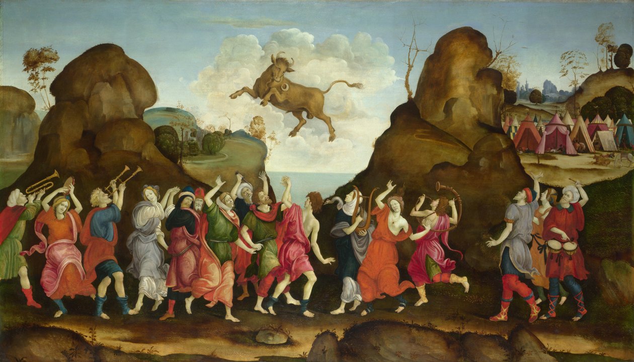 De aanbidding van de Egyptische stiergod Apis door Filippino, Lippi