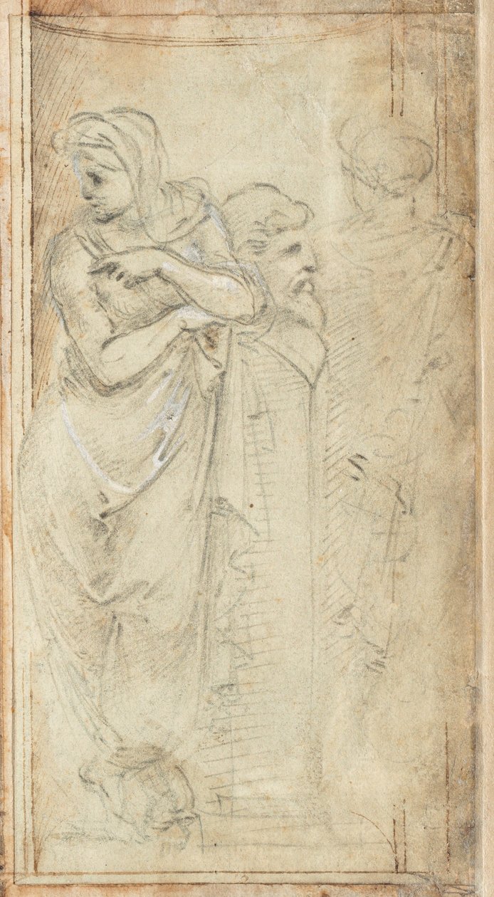 Twee Geklede Vrouwen Staand aan Beide Zijden van een Herm door Filippino Lippi