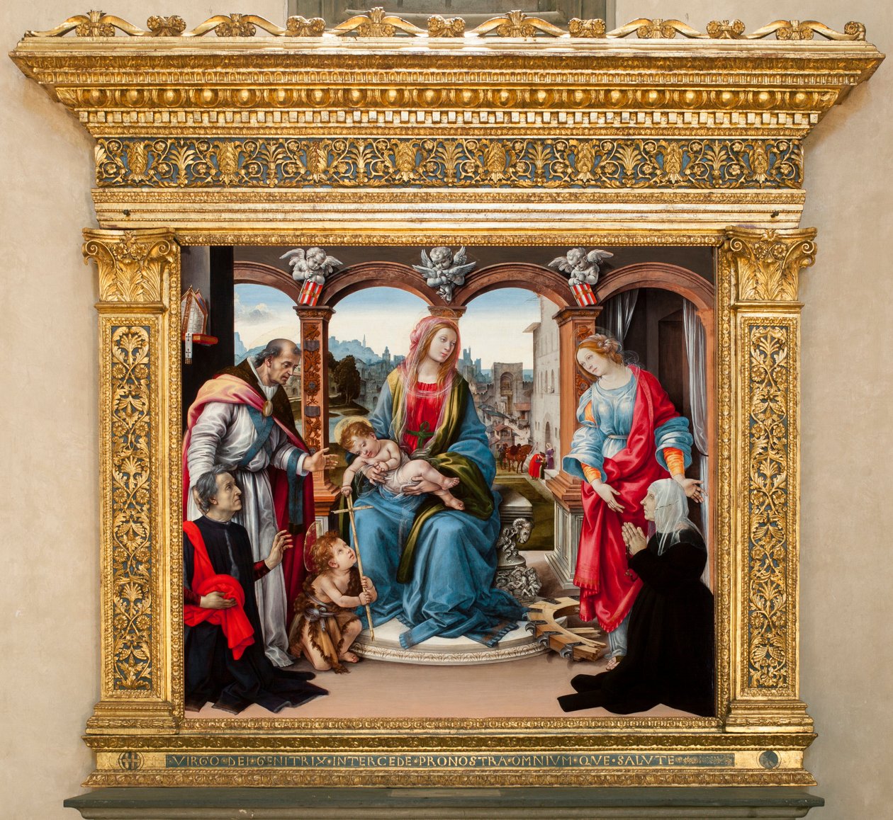 Maagd met kind en Sint Johannes de Doper, Sint Martinus en Sint Catharina van Alexandrië. Nerli Altaarstuk door Filippino Lippi