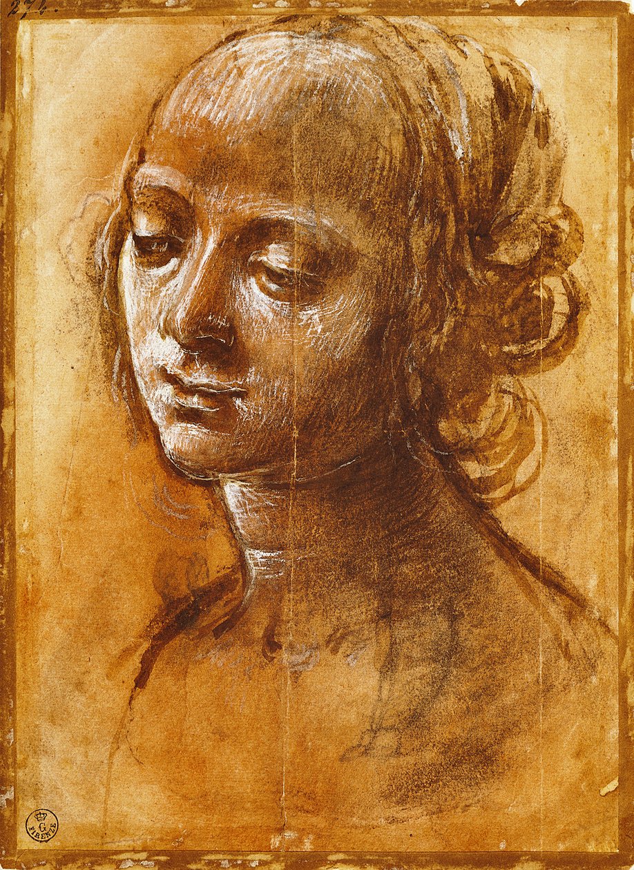 Vrouwelijke figuur, door Filippino Lippi (tekening) door Filippino Lippi