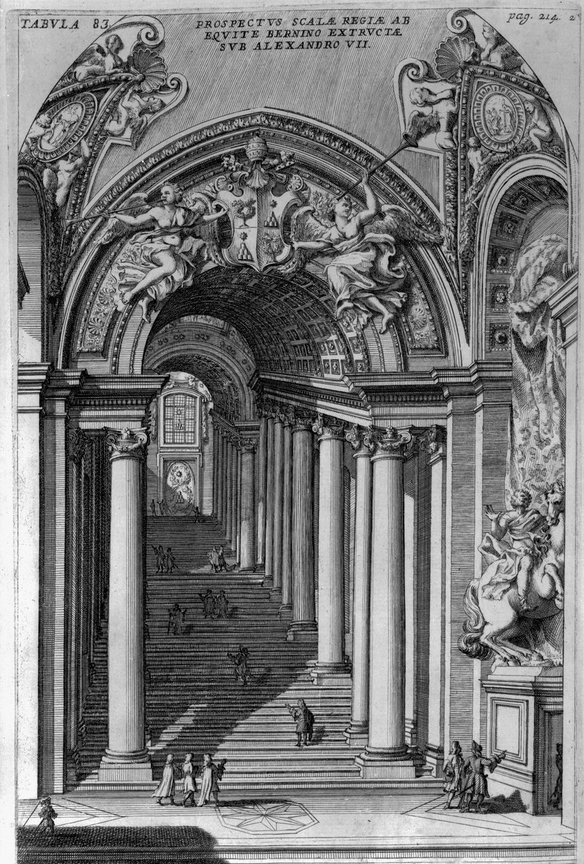 Uitzicht op de trap in de Scala Regia, Vaticaan, Rome door Filippo Bonanni