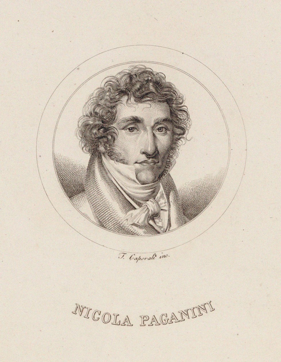 Portret van Niccolò Paganini 1782-1840, 1840 door Filippo Caporali