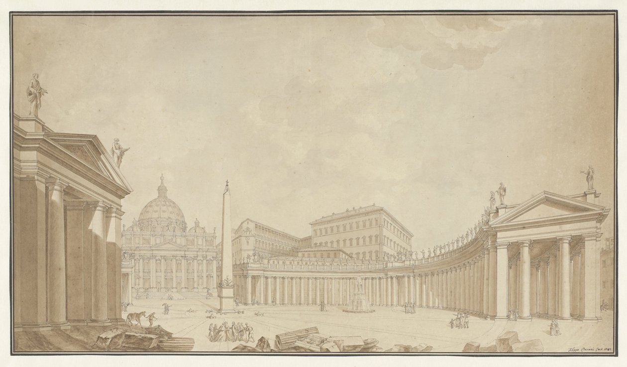 Gezicht op het Sint Pieterplein in Rome door Filippo Citaroni