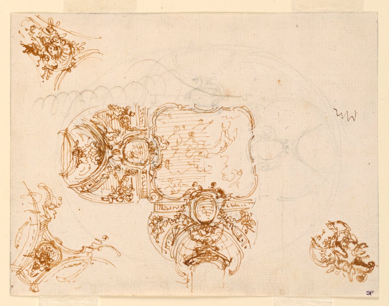 Plafondontwerp voor de Salone di Stupinigi (Hoofdhall van de Jachtlodge) door Filippo Juvarra