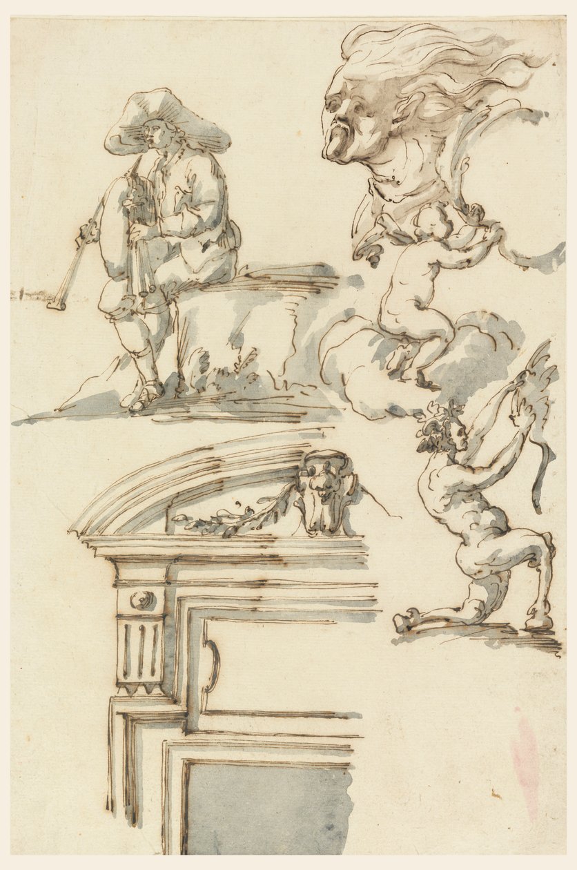 Deurkozijn en figuurstudies door Filippo Marchionni