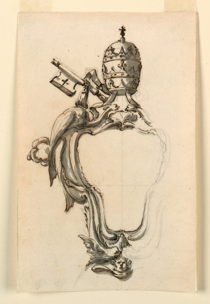 Tekening, Een pauselijk wapenschild, 1740-70 door Filippo Marchionni