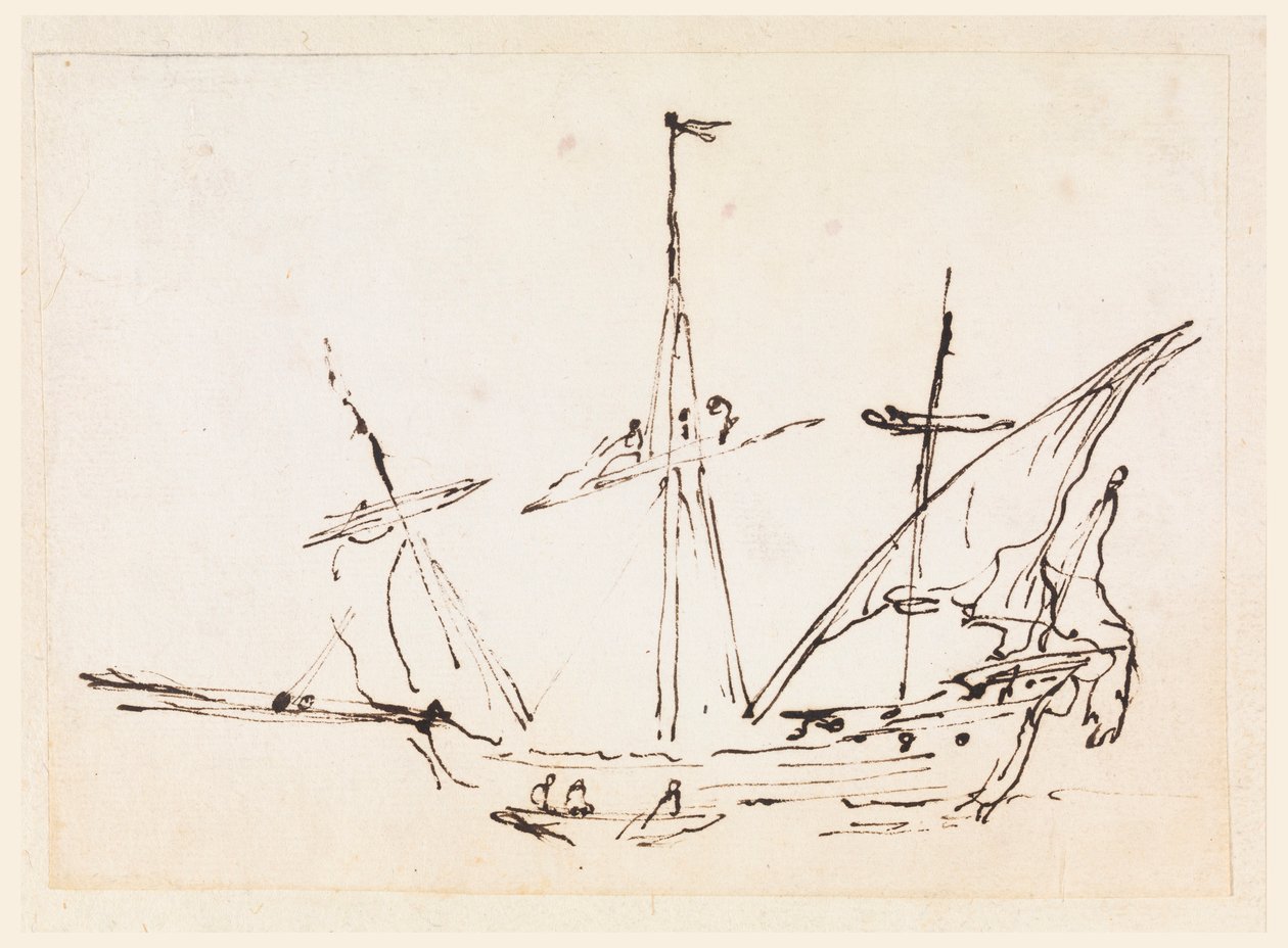 Tekening, Een zeilschip, 1770-1800 door Filippo Marchionni