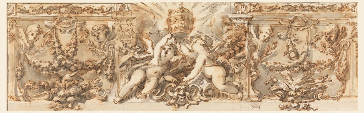 Tekening, Decoratie van een fries, ca. 1770 door Filippo Marchionni