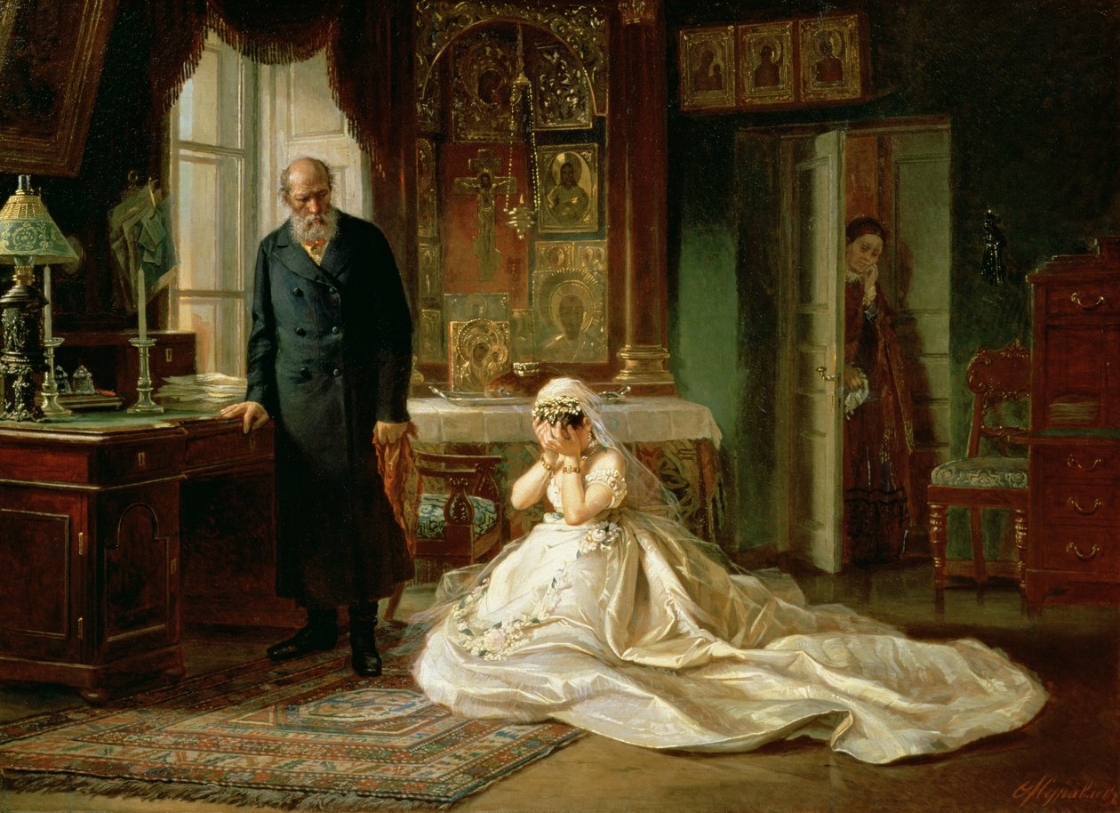 Bij het Altaar, 1870s door Firs Sergeevich Zhuravlev