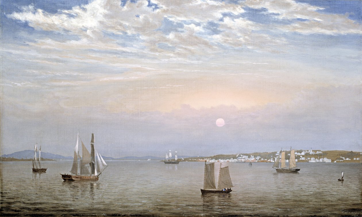 Haven en Stad van Castine, 1851 door Fitz Henry Lane