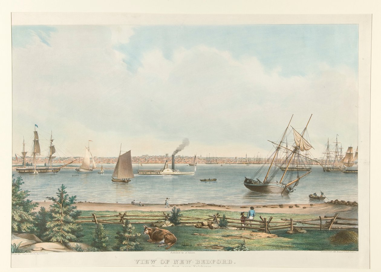 Uitzicht op New Bedford. Vanaf het fort bij Fairhaven door Fitz Henry Lane