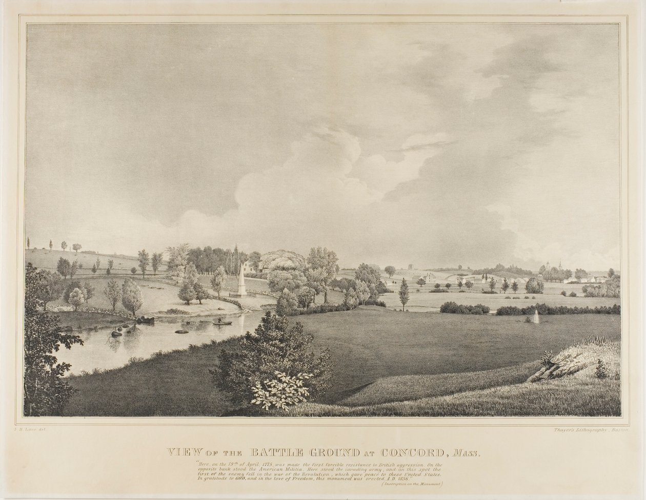 Uitzicht op de slagvelden van Concord, Massachusetts door Fitz Henry Lane