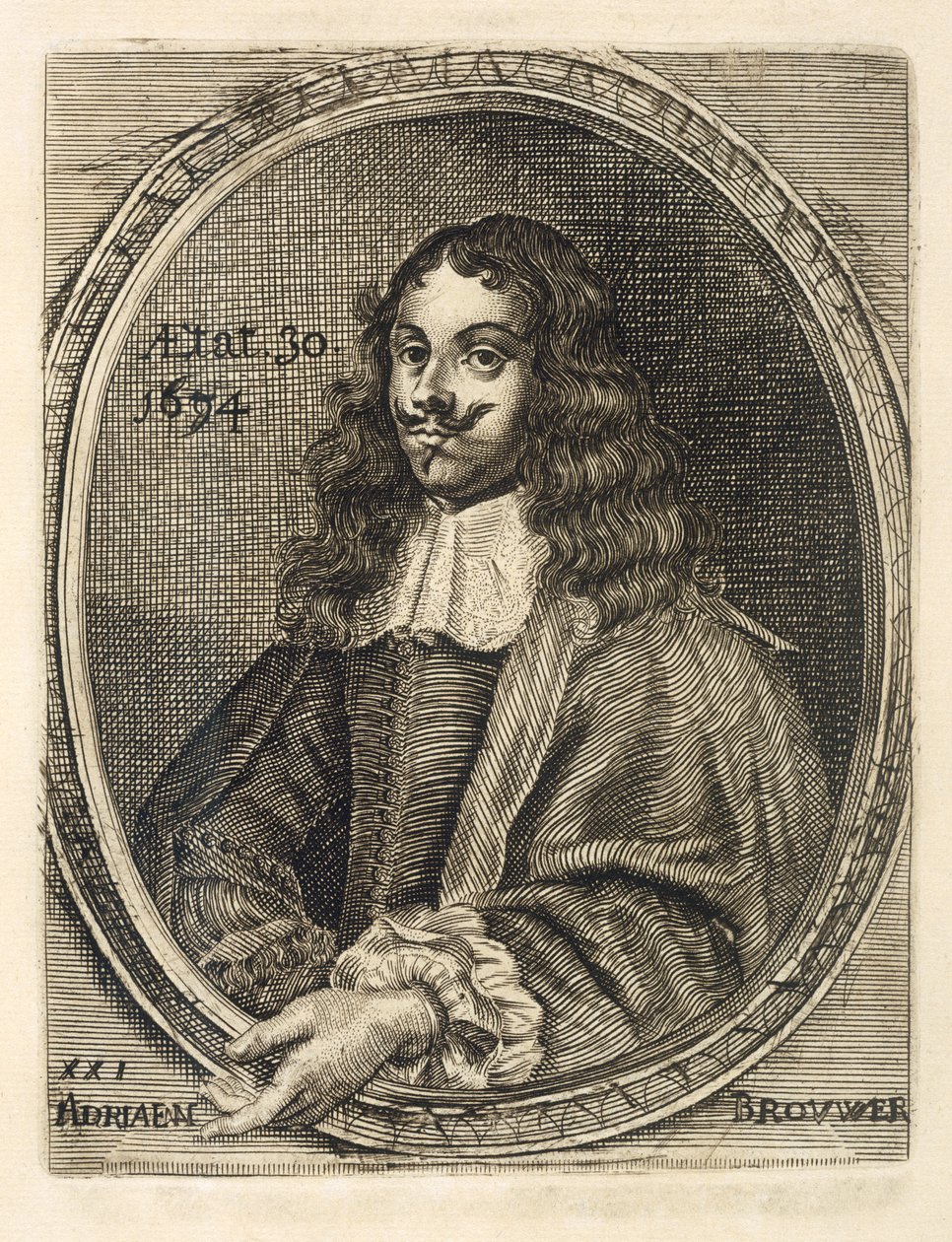 Portret van Adriaen Brouwer, 1634 door Flemish School