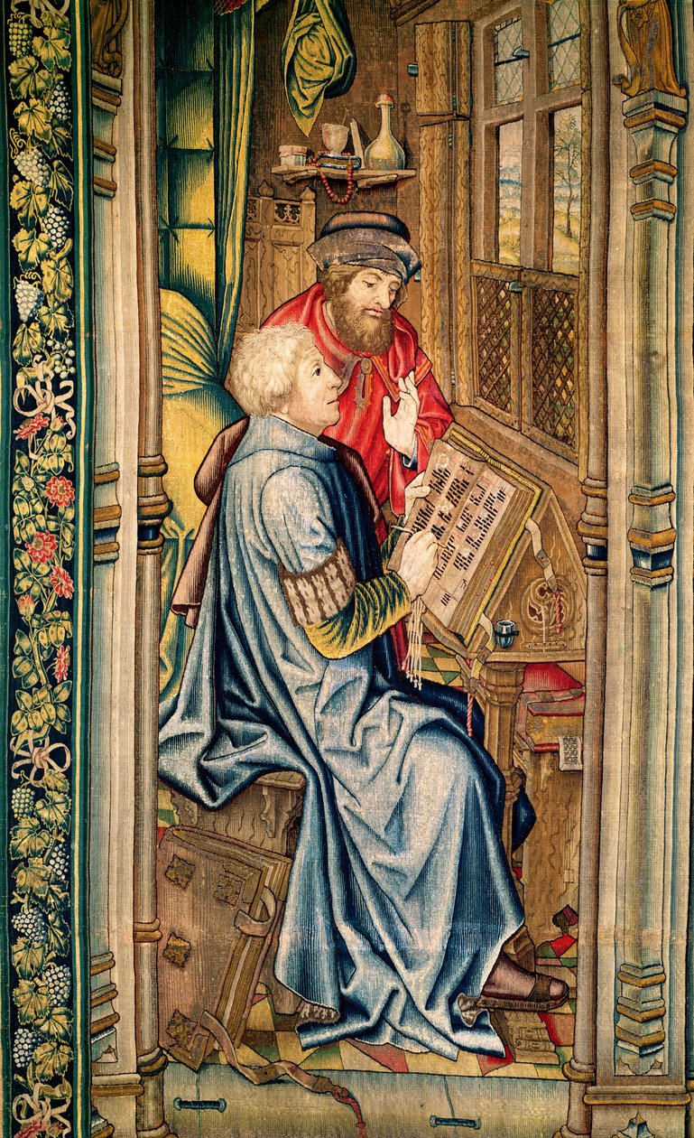 Een schrijver die een verslag schrijft (detail) door Flemish School