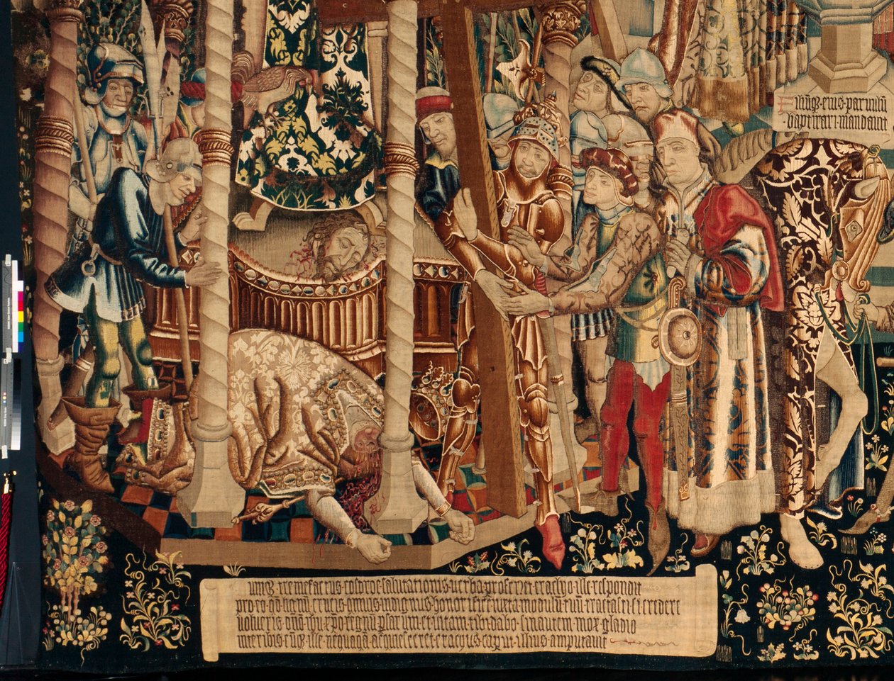 Kathedraal. Het tapijtmuseum. Vlaamse wandtapijt. De legende van het Heilig Kruis (detail). Ca. 1450. door Flemish School