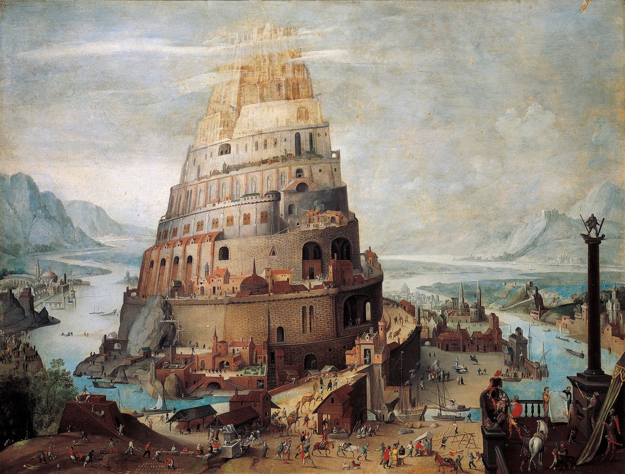 Bouw van de Toren van Babel door Flemish School