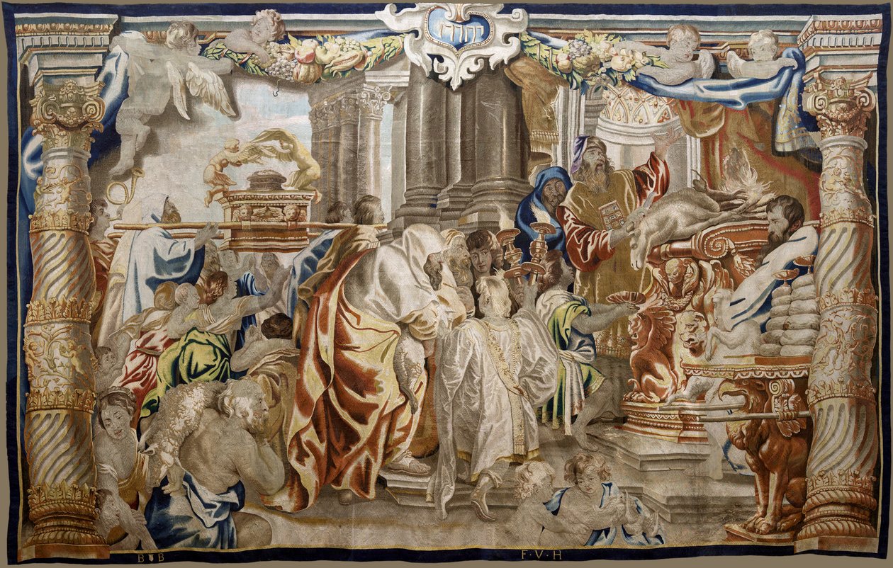 Vlaamse wandtapijt. Serie Apotheose van de Eucharistie. Offer van de Mozaische Wet. Model Carton gekopieerd van een origineel door Rubens. Brussels manufacture. Midden 17e eeuw. door Flemish School