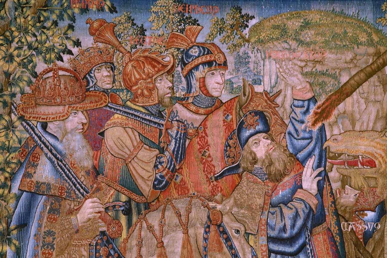 Vlaamse wandtapijt. Serie Moraliteiten: De deugd van de eer. Ca 1520. (detail) door Flemish School
