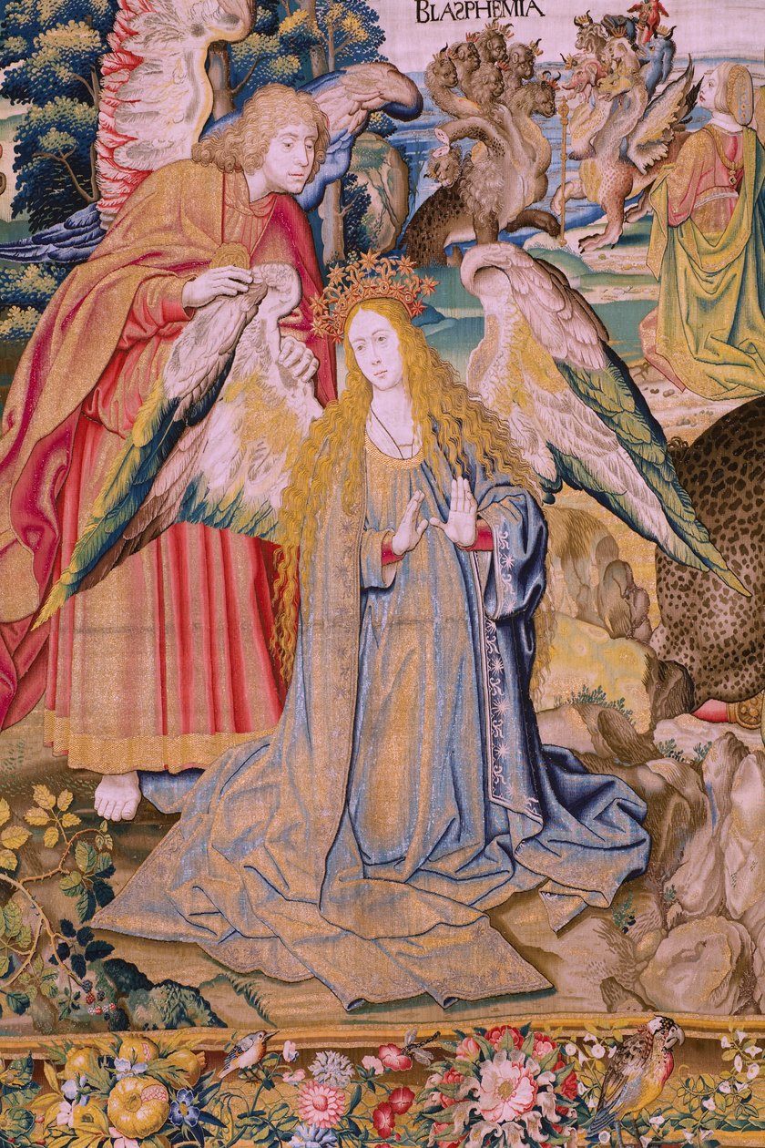 De Apocalyps: Sint-Michiel verslaat de draak (detail) door Flemish School