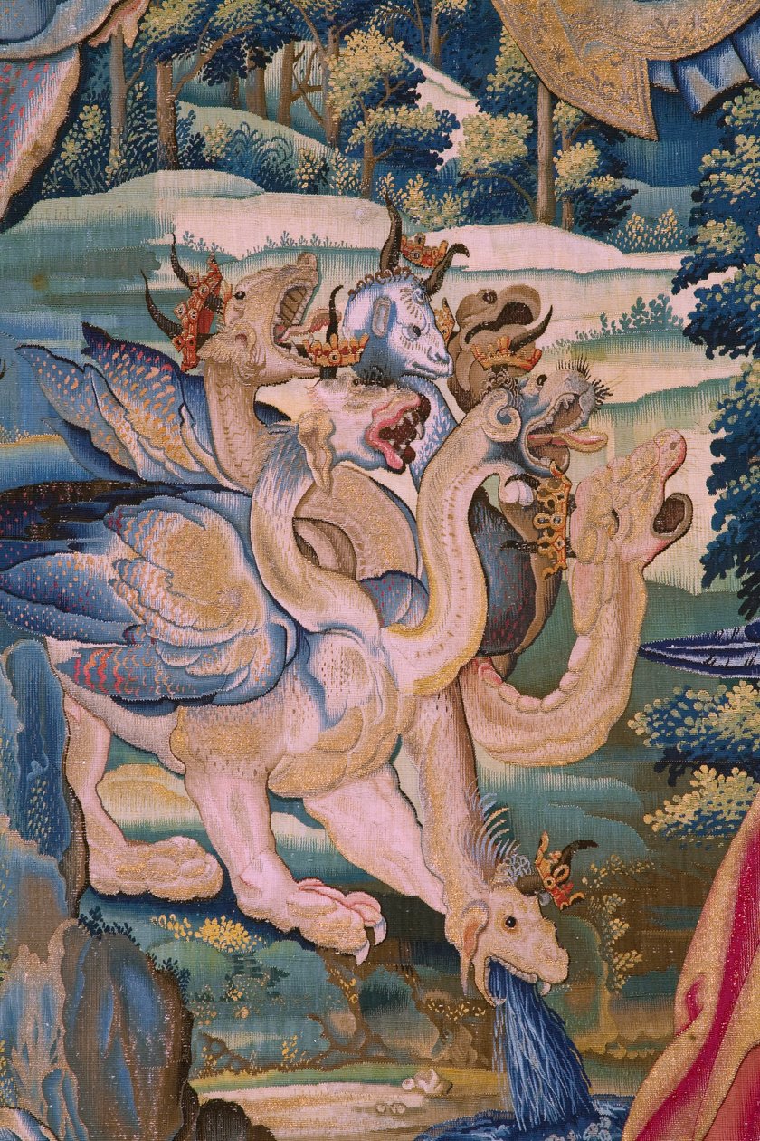 De Apocalyps: Sint-Michiel verslaat de draak. Detail. door Flemish School