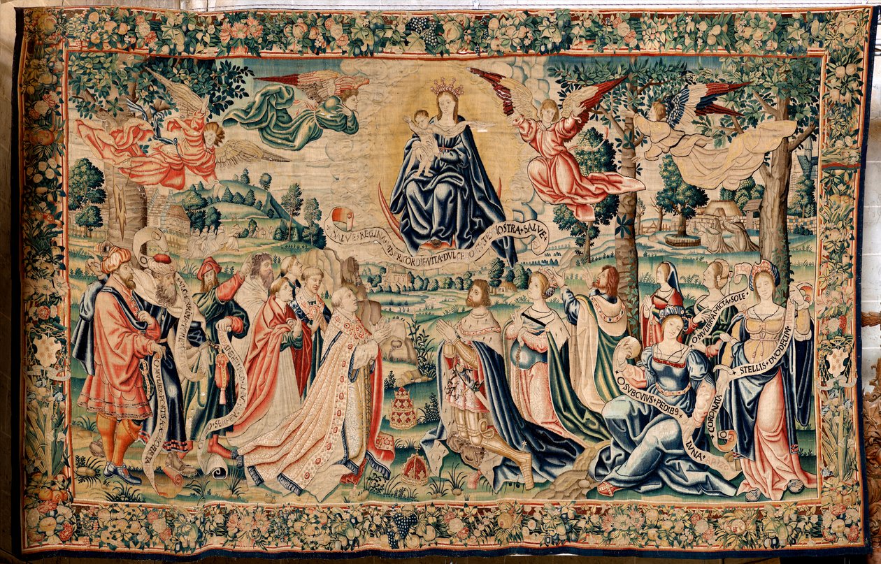 Vlaams wandtapijt. Serie De Hail. Salve Regina. Ca 1528. Locatie Kathedraal van Palencia. door Flemish School