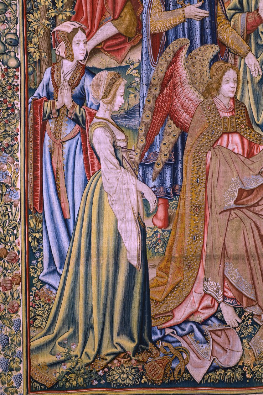 Vlaamse wandtapijt. Serie De geschiedenis van Johannes de Doper: De doop van Christus. Atelier van Brussel. 1515-1520. door Flemish School