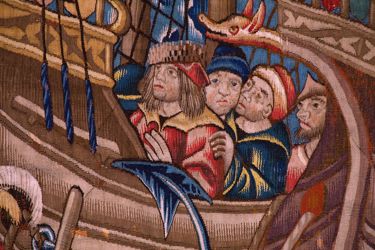 Vlaamse wandtapijt. Serie De Portugezen in India: De Aankomst in Calicut. Ca 1510. Collectie Caixa Geral de Depósitos, Lissabon. (detail) door Flemish School