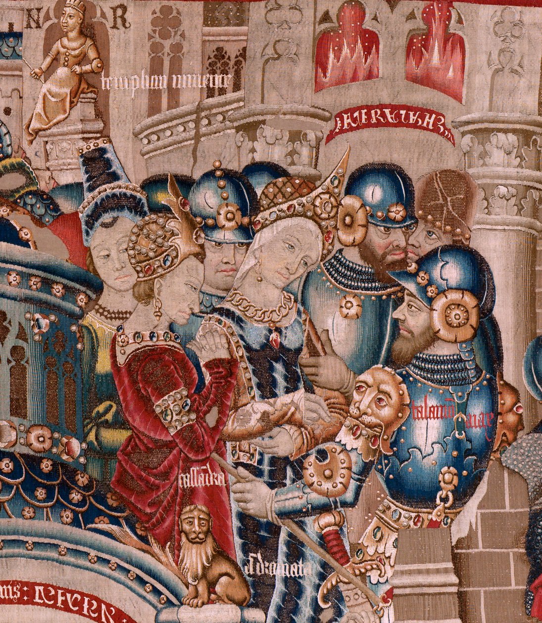 Vlaamse wandtapijt. Serie De Trojaanse Oorlog. De vernietiging van Troje. Elfde wandtapijt in de serie. Model Coëtivy Meester (Henry of Conrard de Vulcop). Fabrikant Tournai werkplaatsen. Ca 1470. door Flemish School