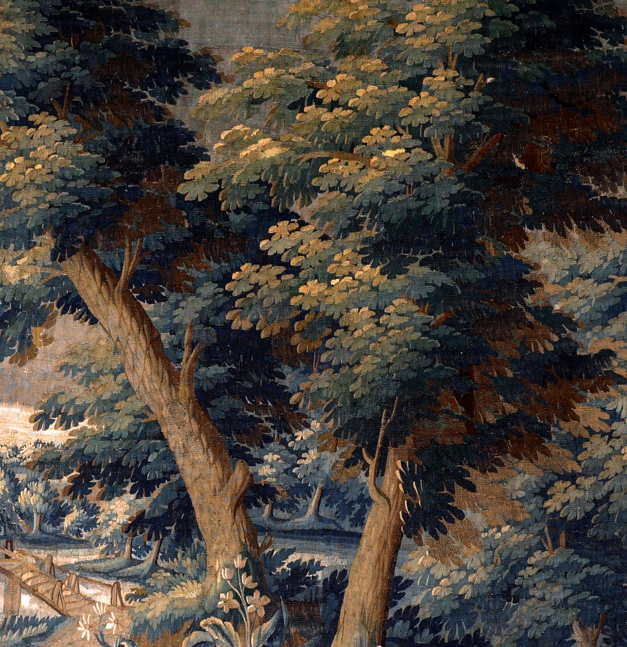 Vlaamse wandtapijt. Verdure. Eind 17e-begin 18e eeuw. Eigendom van de kerk Sint-Walburgakerk Oudenaarde (Dekenij van de Sint-Walburga). (detail) door Flemish School
