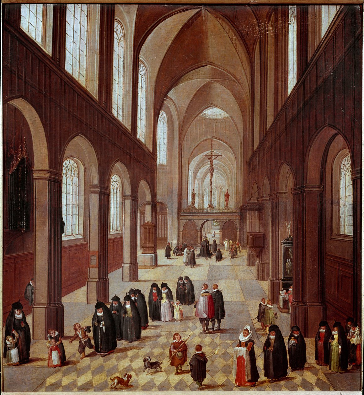 Interieur van de kerk door Flemish School