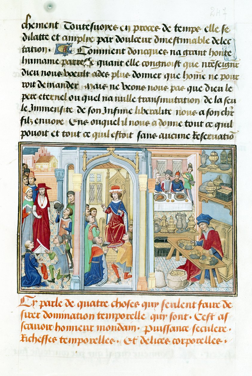 Wereldse Dingen, uit Le Miroir dHumilite door Jean de Gerson (1363-1429) 1462 door Flemish School