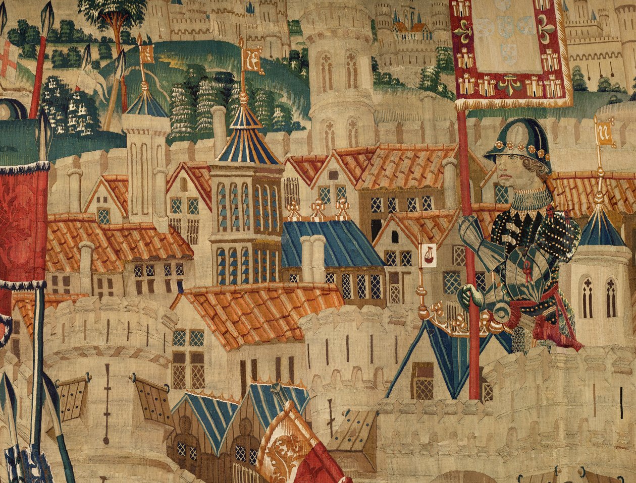 Parochiemuseum van wandtapijten. Vlaamse wandtapijt. De inname van Tanger. Serie Veroveringen van koning Alfonso I van Portugal. Tournai. Wol en zijde. door Flemish School