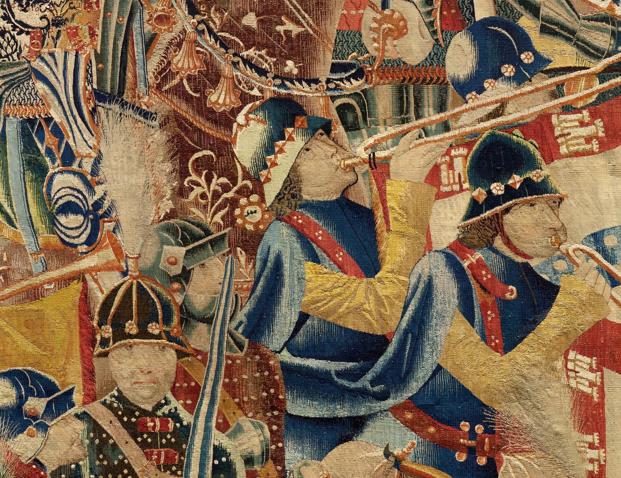 Parochiemuseum van wandtapijten. Vlaamse wandtapijt. De inname van Arzila. Serie Veroveringen van koning Alfonso I van Portugal. Tournai. door Flemish School