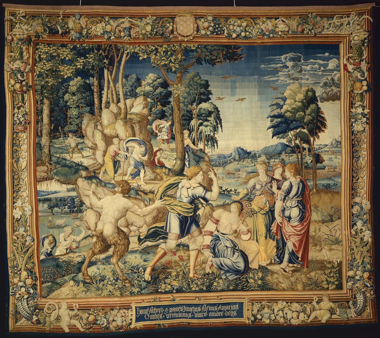 Pomona verrast door Vertumnus en andere vrijers, uit Het verhaal van Vertumnus en Pomona, 1535-40 door Flemish School