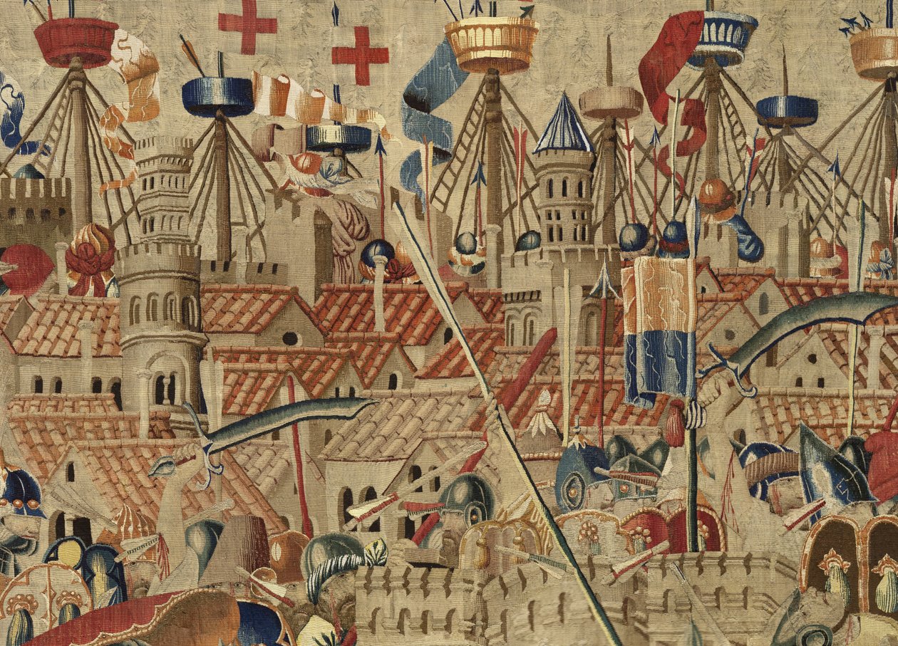 Tapijt met de veroveringen van koning Alfonso V van Portugal (Conquistas de Alfonso V de Portugal), Tournai (detail) door Flemish School