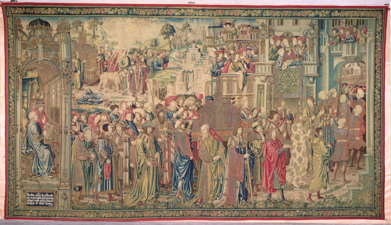 Transport van de Ark van het Verbond, Wandtapijt van David en Bathseba, ca. 1510-15 door Flemish School