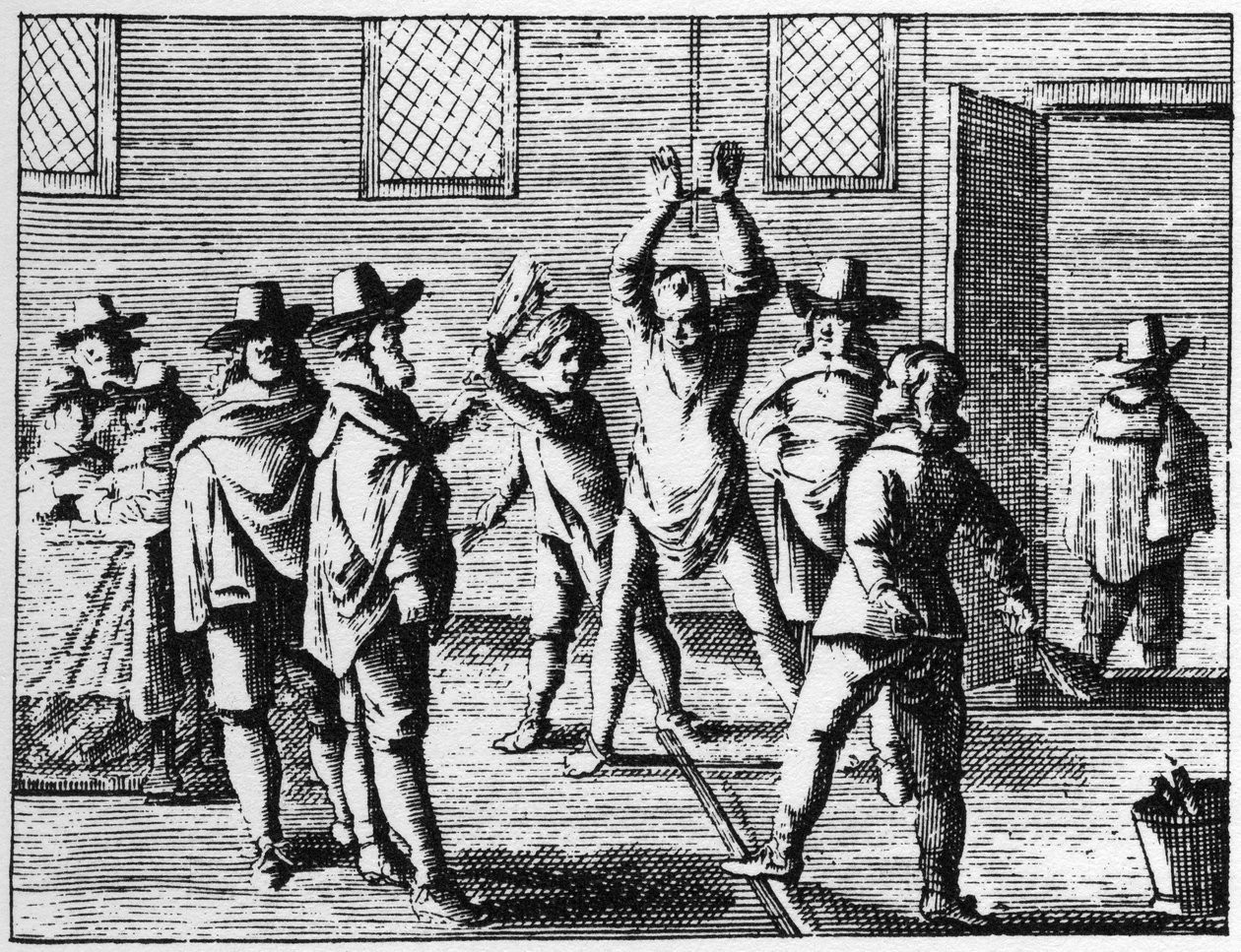 Tovenaar gestraft door kinderen - Gravure uit 1725 in 
