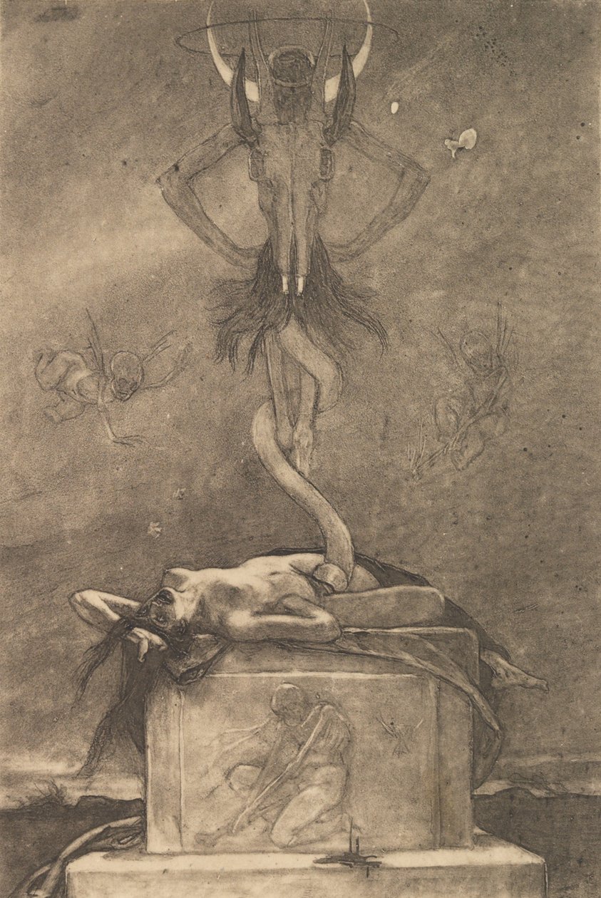 Het offer, uit De Satanische, ca. 1882 door Félicien Rops