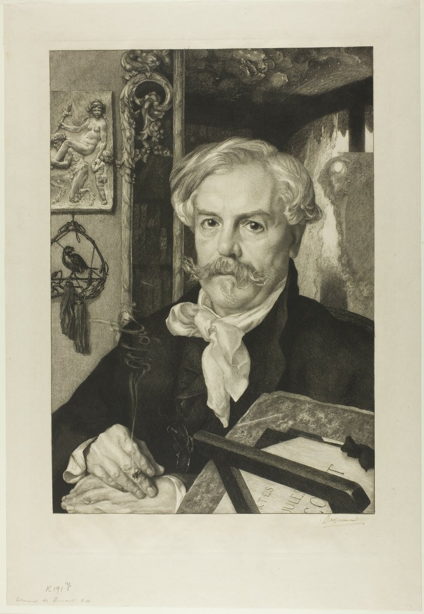 Portret van Edmond de Goncourt door Félix Henri Bracquemond