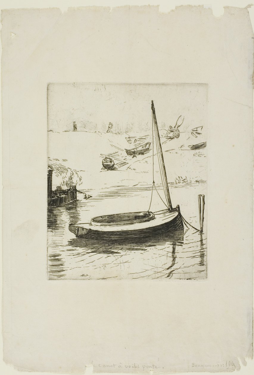 De boot met neergelaten zeil door Félix Henri Bracquemond