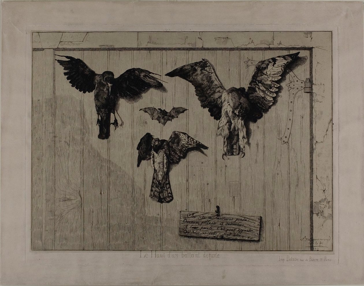 Het bovenste deel van een deur door Félix Henri Bracquemond