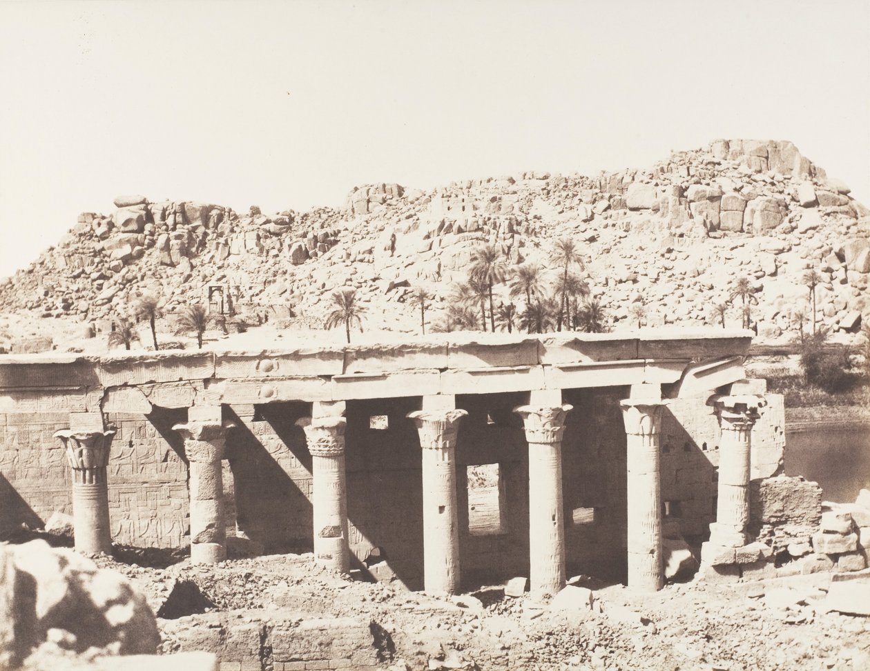 Ile de Fileh Philæ, Colonnade Occidentale - Ruïnes gezien vanaf punt L, 1851-52, gedrukt 1853-54 door Félix Teynard