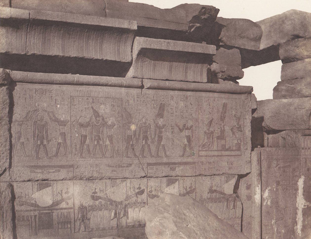 Karnak Thebe, Paleis - Granieten Constructie - Beeldhouwwerk..., 1851-52, gedrukt 1853-54 door Félix Teynard