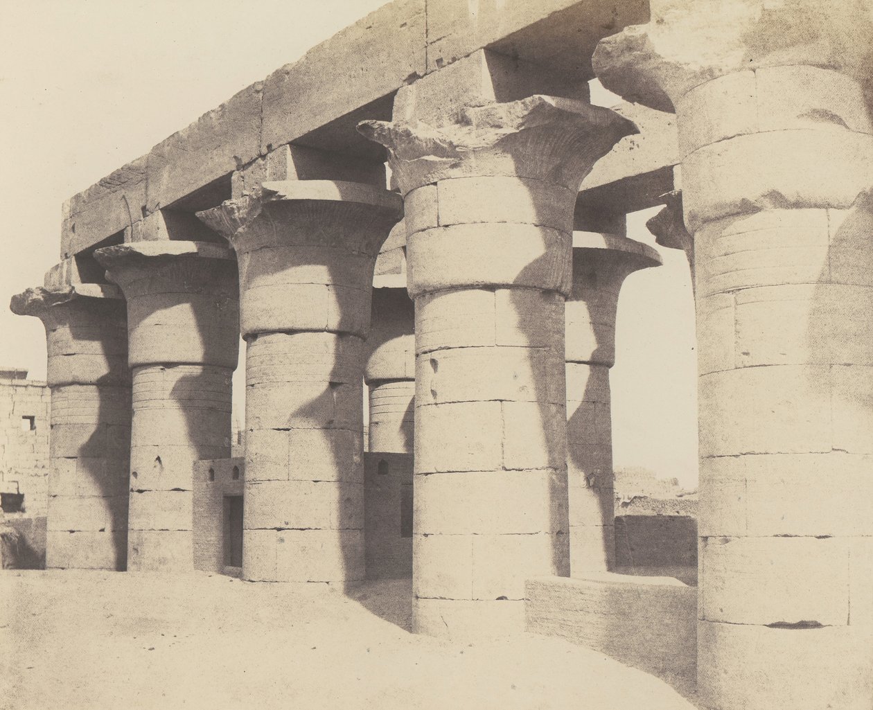 Louksor Thebe. Centrale Constructie - Grote Colonnade door Félix Teynard