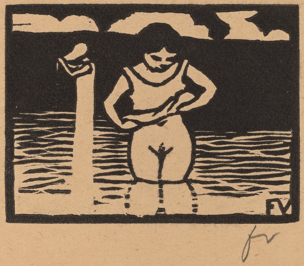 Meisje dat haar hemd optilt door Félix Vallotton